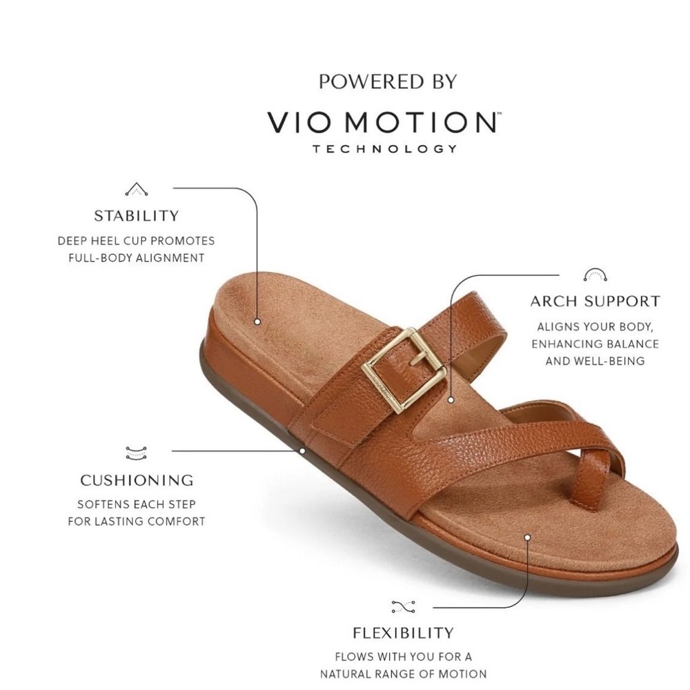 Vionic Carmela Black Leather Toe-Loop Slide Sanda… - image 12